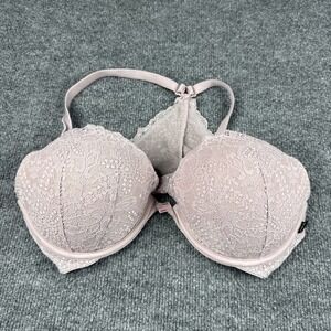 PINK Women Bra 36D Pink Date Push Up Underwired Lace Strap